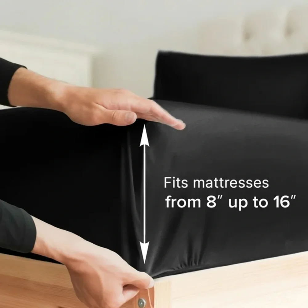CGK Unlimited Linens Hotel Luxury Black Sheet Set 6 Piece Queen Microfiber